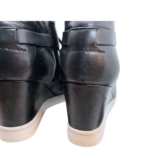 LINEA PAOLO BOOTIES 8.5 M Black Hidden Wedge Sneaker Zip Lace Up Street Style - Picture 10 of 15